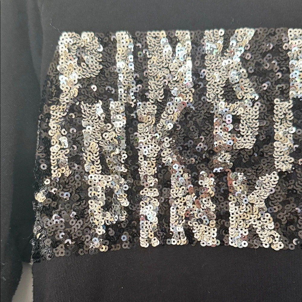 PINK Victoria's Secret Black Top with Silver Sequins - Picture 2 of 6
